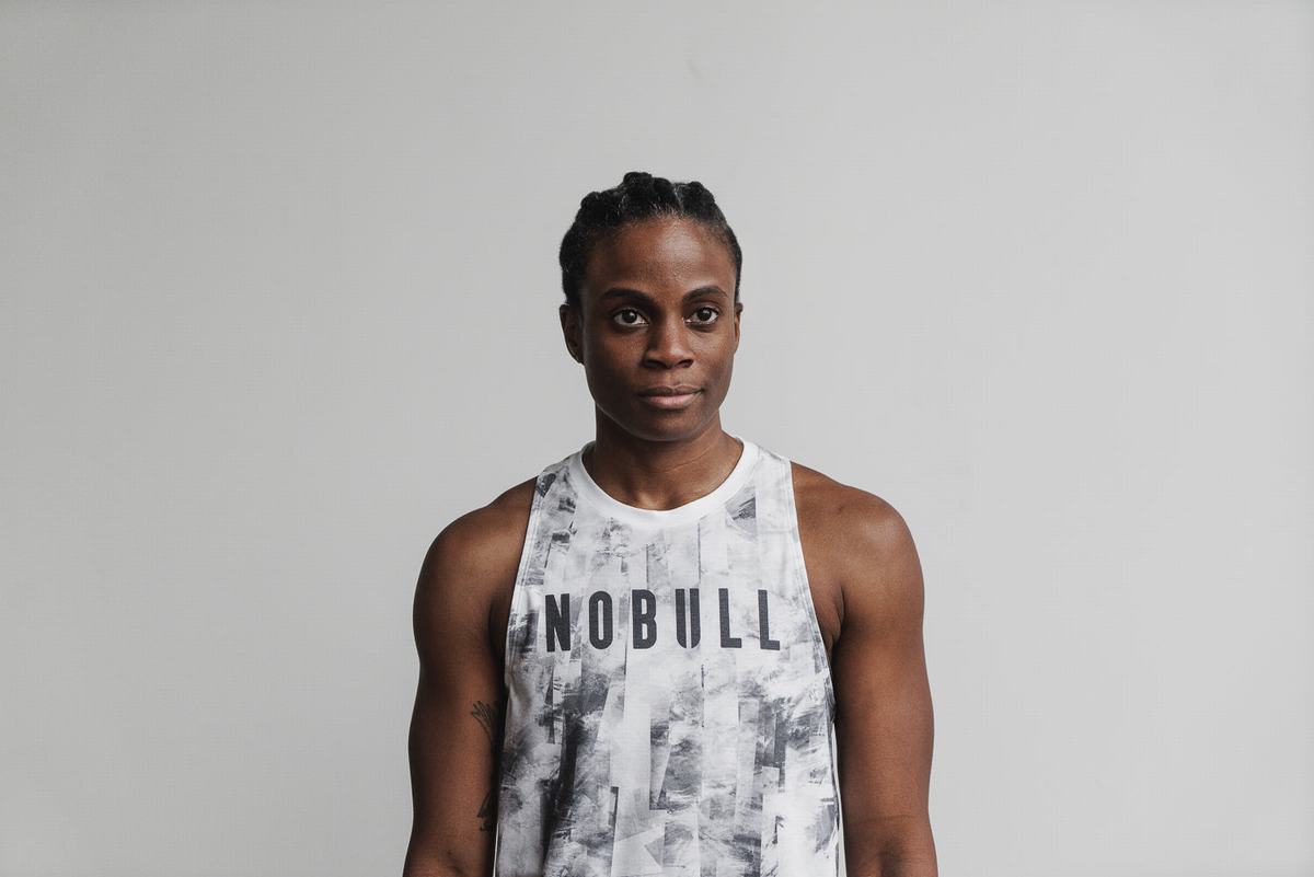 Nobull High-Neck Artists For Humanity Women\'s Tank Tops White Black | Australia (MB9863)